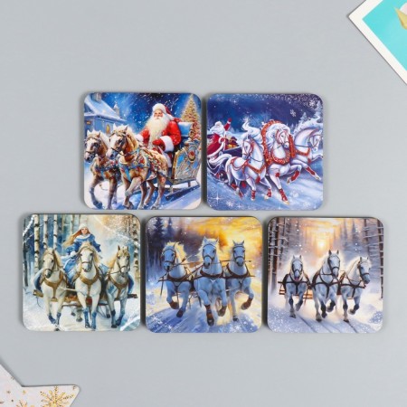 Magnet tree "Troika horses" 7x7 cm mix 5 types-1