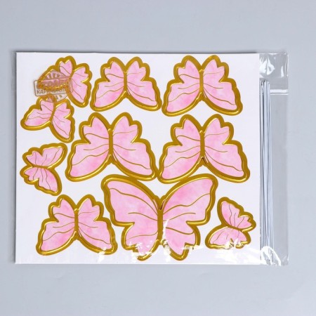 Set for decorating the cake "Butterflies" 10 pcs., Pink color-2