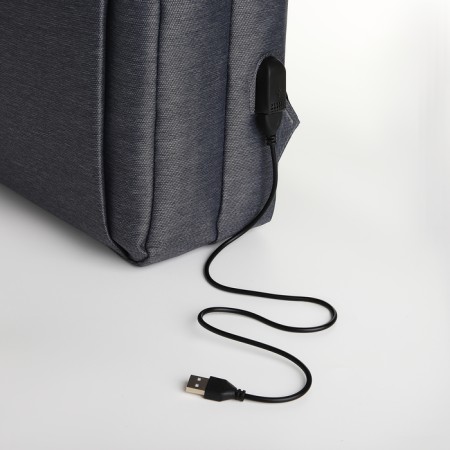 City backpack on a zipper, 2 pockets, with USB, gray color-6