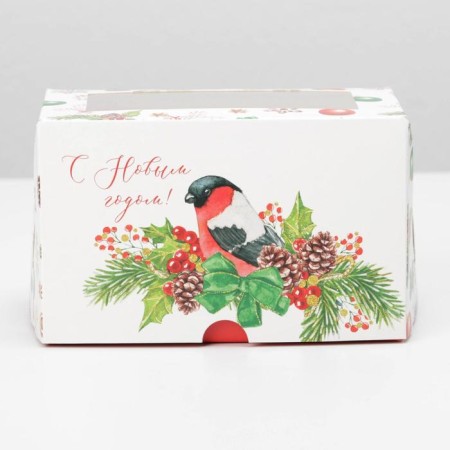 Box for Capcakes "Snow Gift" 10 x 16 x 10cm, New Year-2