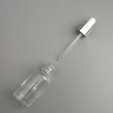 A bottle for storage, with a pipette, 30 ml, silver/white color-2