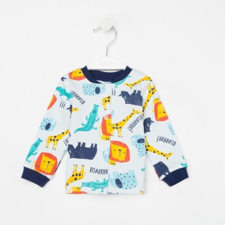 Nursery blouse, color light blue/animals, height 68 cm