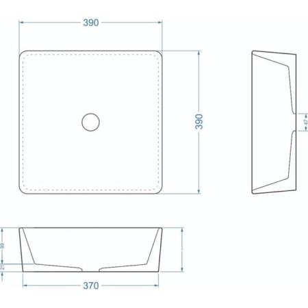 Uperwood Square shell, 39 cm, square, graphite-4