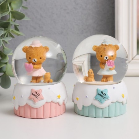 Souvenir Polystone Water Ball Light "Festive Bear" mix 6x6x8.5 cm