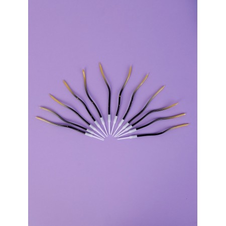Candles for the Cake "Serpentine", 12 pcs, gradient gold and black