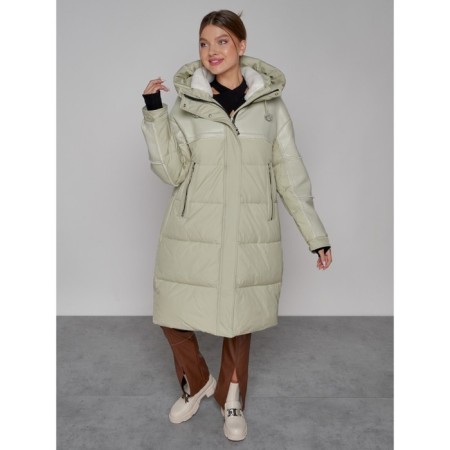 Coat insulated winter female, size 46, color light green-9