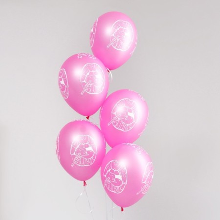 Latex ball 12 "" One ", pastel, set of 5 pcs., Fuchsia colors-1