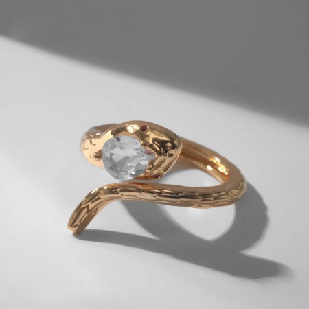 Ring "Snake" wriggling, white color in gold, dimensionless-2