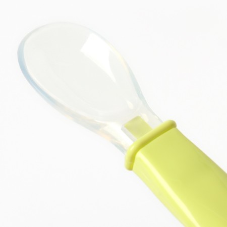 Spoon for children silicone for feeding, green color-2