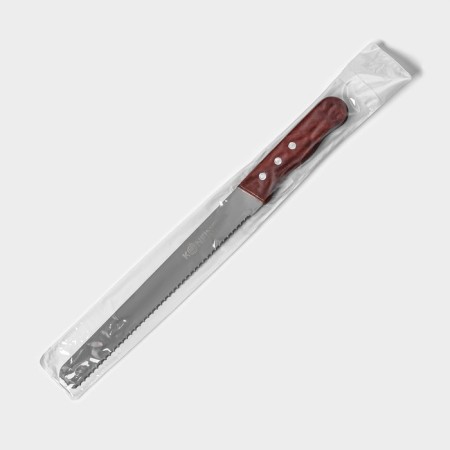 Biscuit knife large teeth, blade length 25 cm, wooden handle, blade thickness 1 mm-4