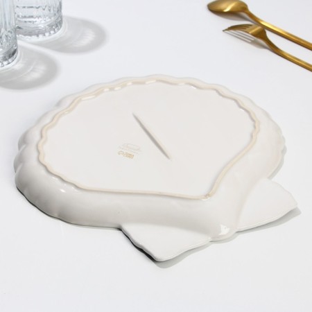 Ceramic dish for serving "sea shell", 27 x 25 cm, white color-3
