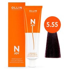Cream-color hair Permanent Ollin Professional N-Joy, tone 5/55, light brown-haired intensive macherate, 100 ml