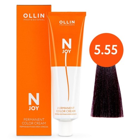 Cream-color hair Permanent Ollin Professional N-Joy, tone 5/55, light brown-haired intensive macherate, 100 ml