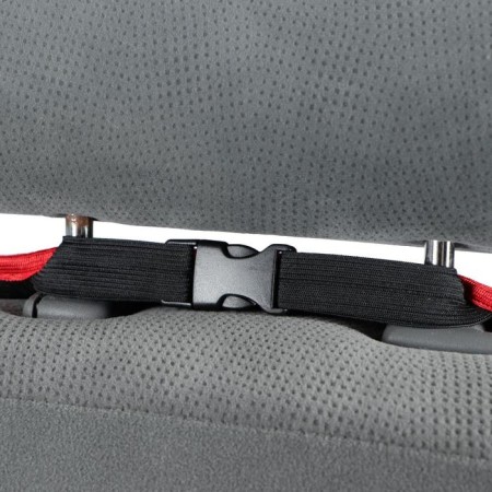 Kittens in the front seat, velor, size 35 x 130 cm, black with red edging-6