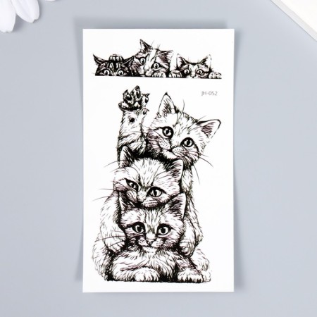 Tattoo on the body black "cat games" 10.5x6 cm
