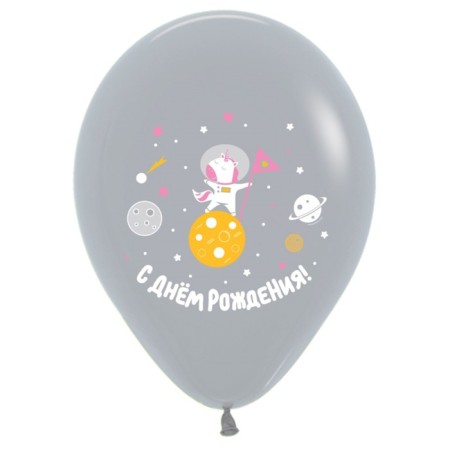 Latex ball 12 "" From DR! Animal cosmonauts ", pastel, assorted, 1-sided, set 25 pcs., Mix-5