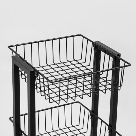 Strack Trade Universal Folding 3 baskets, on wheels, 35 × 35 × 76 cm, black color-3