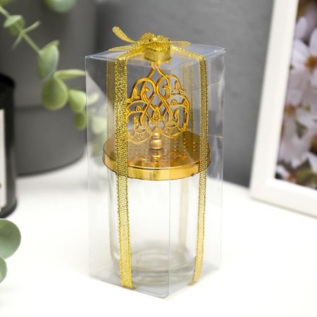 Glass of glass for 1 candle "Royal pattern" gold 11x5.5x5.5 cm-3
