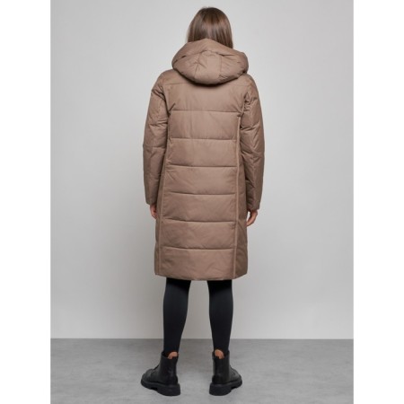 Coat insulated winter female, size 44, brown color-3