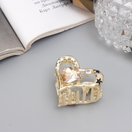 Hair crab "Avery style" heart, 3 cm, gold