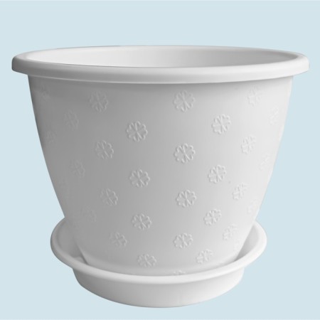 Pot for flowers with a pallet "Flower", 1.2 l, d = 15 cm, white color-3