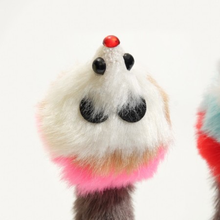 Mouse made of artificial fur, up to 17 cm with a tail, a mix of flowers-1