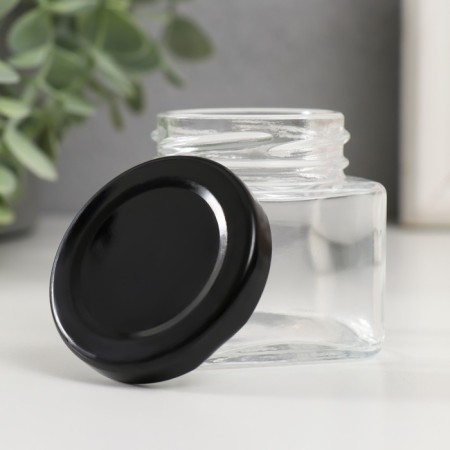 Bank for candles glass with a cover "Four faces" Transparent 80 ml 5.5x5x5.5 cm-2