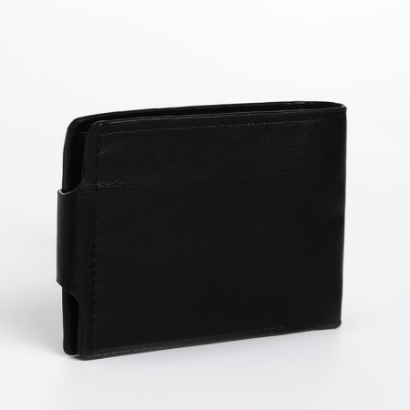 Male purse for magnet, department for bills, for maps, for coins, black color-1