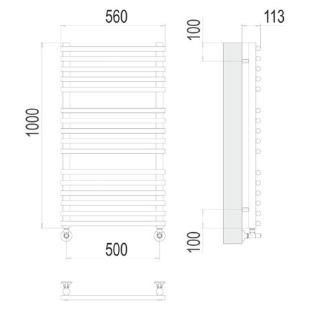 Terminus heated towel rail "Creon" P16, 500x800 mm, lower connection, chrome-2