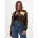 Leather bomber female color khaki, size 48