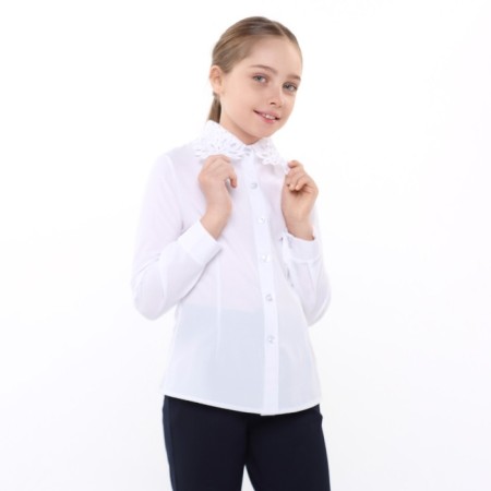 School blouse for girls, white color, height 158 ​​cm-4