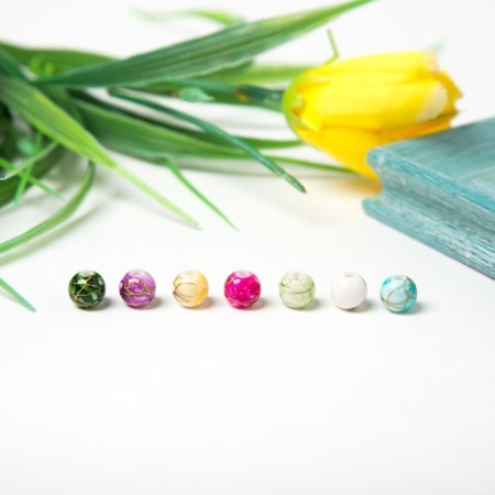 Acrylic beads "Colored pebbles" 7 mm, (set 85-90 pcs)-3
