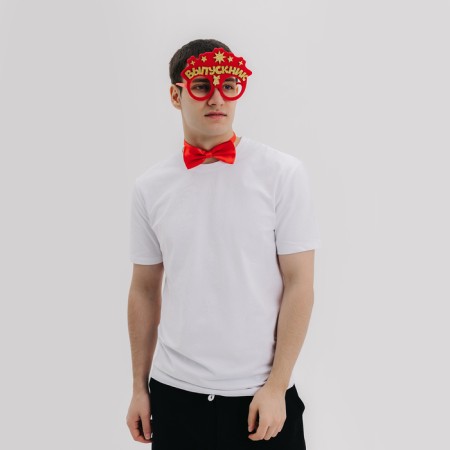 Carnival set "Smart graduate" 2 items: red glasses, tie-butterfly tie red-2