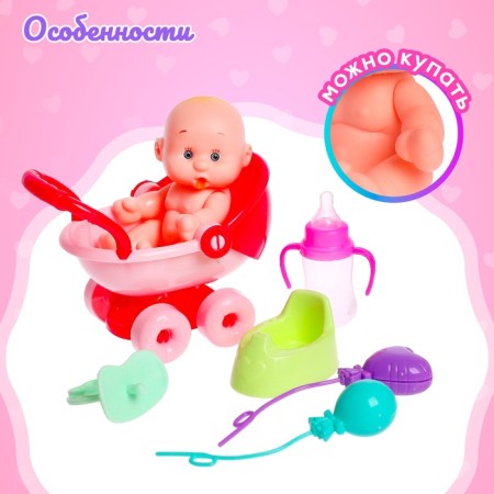 Pups "Baby" in a stroller, with accessories, mix-3