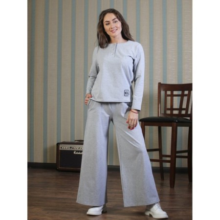 Trouser suit, size 52, color gray melange-3
