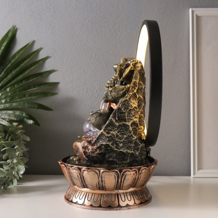 Table Polystone Fountain from the network, backlight "Buddha - Stream of Consciousness" 25x20x34 cm-4