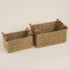 A set of baskets for storing manual weaving, straw, 2 pcs: 23x13x14, 29x19x16 cm