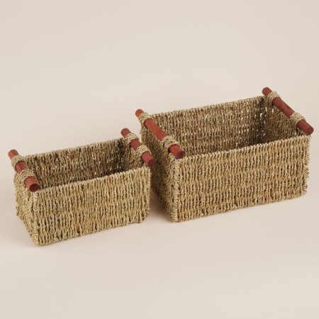 A set of baskets for storing manual weaving, straw, 2 pcs: 23x13x14, 29x19x16 cm