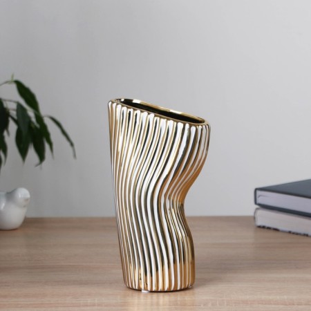 VAZ Coramics Table "Issi" thin stripes, 20 cm, white-2