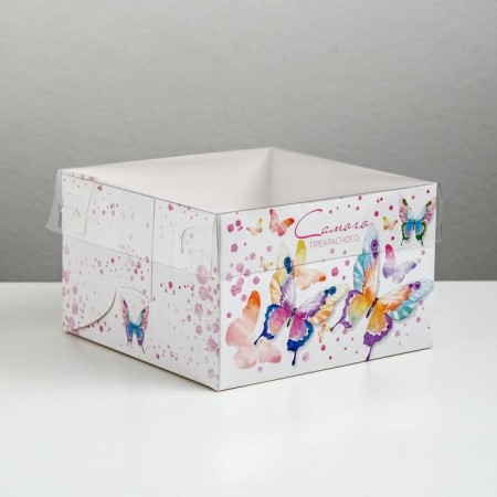 Capcake box, confectionery packaging, 4 cells of “the most beautiful”, 16 x 16 x 10 cm