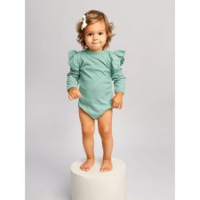 Боди детское с длинным рукавом и рюшами Amarobaby Fashion, рост 86 см, цвет зелёный