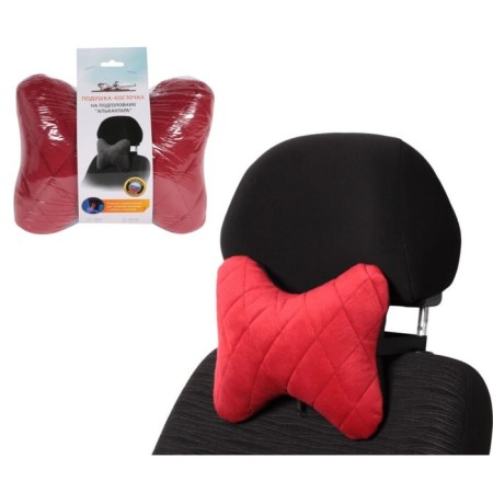 Car pillow, for the neck, "Alcantara", red