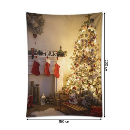 Decorative panel with photo printing "New Year's atmosphere", vertical, size 150x200 cm-1