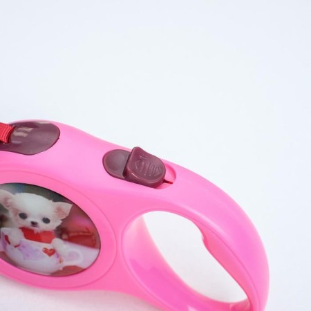 Roulette with a print "cutie", 3 m, animal weight up to 12 kg, pink-1