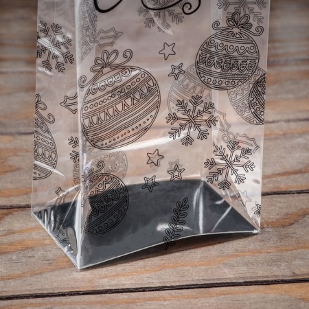 Package with a hard bottom of 11 x 7 x 53 cm silver bottom "New Year's balls" set 5 pcs-1