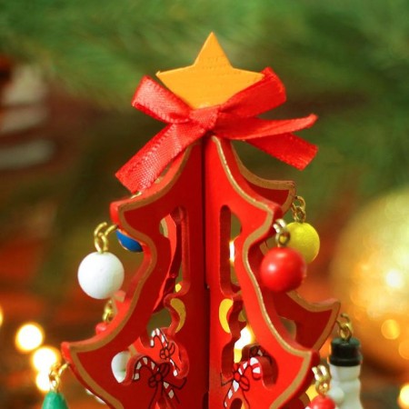 Souvenir New Year's "Christmas tree on the stand", with a gold contour, 17 cm, mix-1