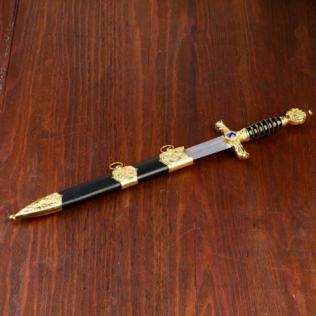 Dagger, twisted hilt with a stone insert, metal, plastic, 40 cm-2
