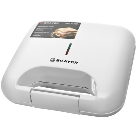 Brayer 2203BR-WH, 750 watts, plate with anti-stick coating, 22x12 cm