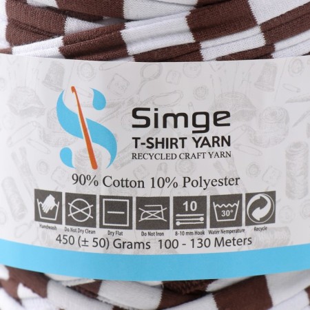 Knitted yarn secondary 90% cotton, 10% p/e, 100m/450 ± 50 g (white-brown strip)-3