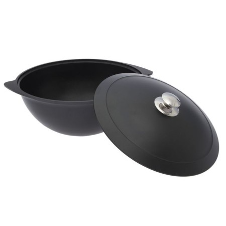 Kazan, 6 liters, aluminum cover, alloy handles, anti -stick coating, black color-1